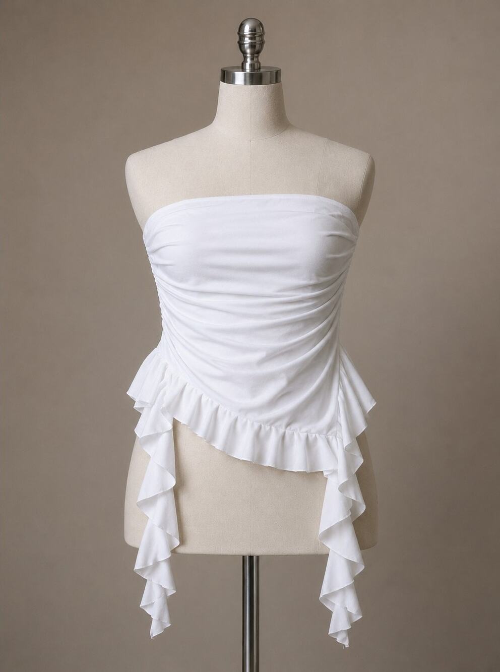 Thirty Thirty Y2K Strapless Asymmetrical Top Womens S White Fairy Festival Rave